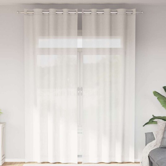 Voilegardiner med grommets 2 stk hvit 8721158551702
