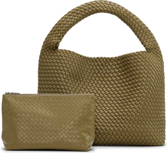 SUI AVA Woven Daily Shopper + Pouch   Khaki green   ONE SIZE