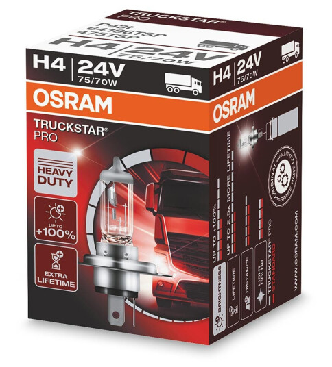 Osram Truckstar Pro H4 24v halogenpære Osram Truckstar Pro H4 24v halogenpære