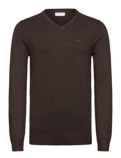 Lindbergh Ecovero V-Neck L/S Knit - Brown - S
