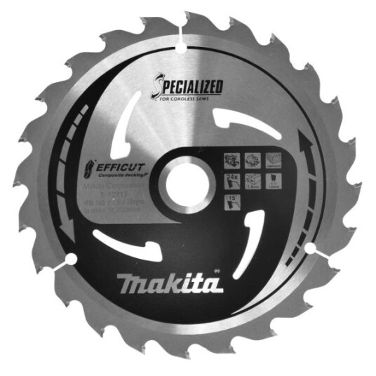 Makita E-12217 165 mm Sirkelsagblad 24T for Tre og Metall Makita E-12217 165 mm Sirkelsagblad 24T for Tre og Metall