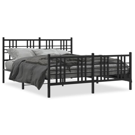 Sengeramme i metall med hode- og fotgavl svart 160x200 cm 8721012373099