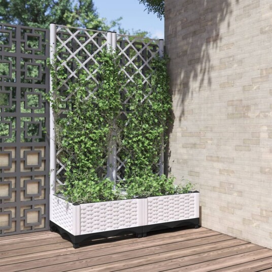 vidaXL Plantekasse med espalier hvit 80x40x121,5 cm PP vidaXL Plantekasse med espalier hvit 80x40x121,5 cm PP