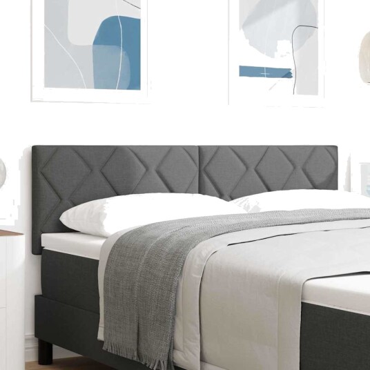 LED hodegavl diamantblokker design mørk grå 144 cm stoff