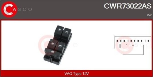 Bryter, vindusheis CASCO CWR73022AS Bryter, vindusheis CASCO CWR73022AS