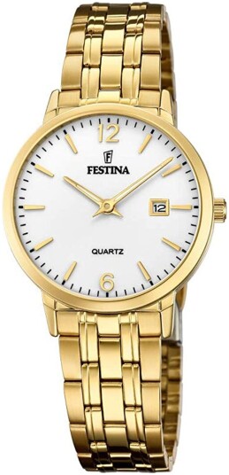 Festina Dameklokke F20514 2 Hvit/Gulltonet stål Ø31 mm