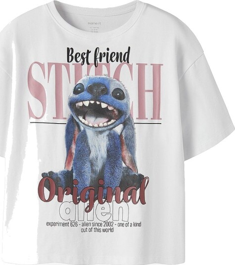 Name It T skjorte Nkfadana Stitch Ss Rlx Top Wdi Hvit