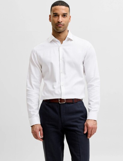 Jack & Jones Jprblaparker Detail L/S Shirt Sn White L