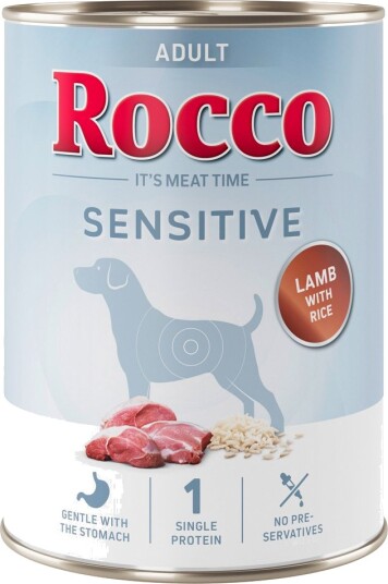 Rocco Våtfôr Sensitive Ny Oppskrift Og Ris Lam 6 X 400 G 6 X 400 G