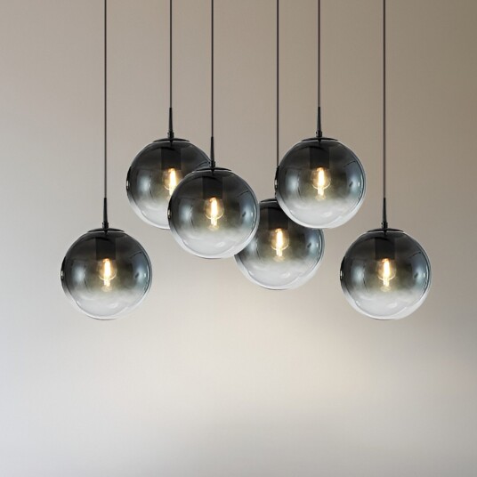 Lucande Veloura hengelampe 100 cm glass 6 lyskilder   Stue 38 20 Grå