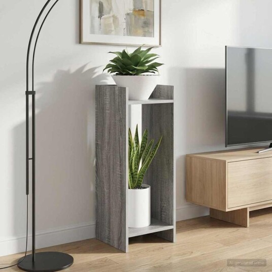 vidaXL Planteholder Grå Sonoma 30 x 30 x 80 cm Konstruert tre