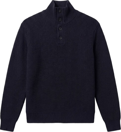 Calvin Klein Ls Ctn Wool Pnl Stitch Pullover   Navy   L