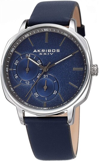 Akribos XXIV Herreklokke AK1022BU Blå/Lær Ø42 mm