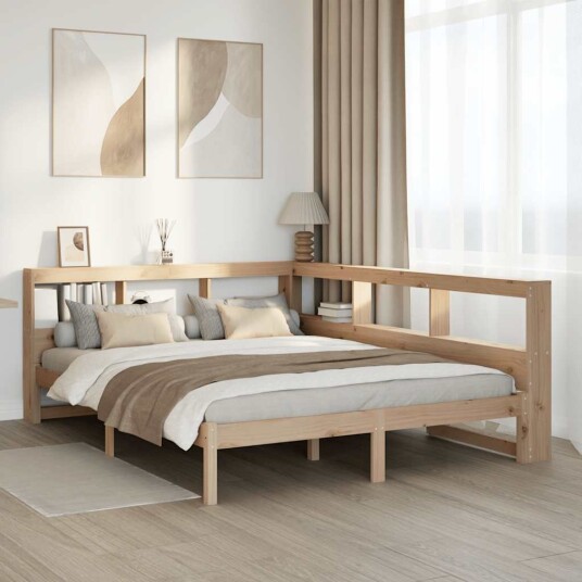 Seng med bokhylle uten madrass 140x190 cm heltre furu