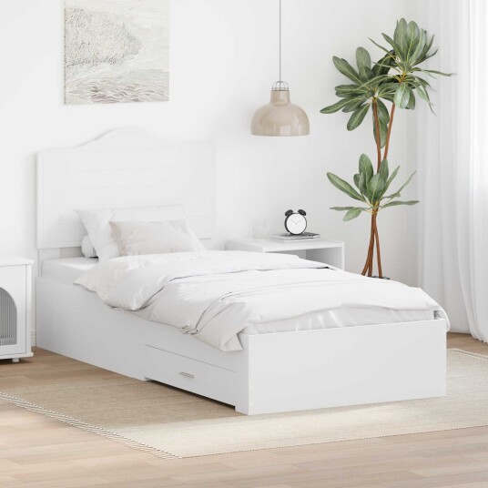 Sengestamme med hodegjerde Hvit 90 x 200 cm Konstruert tre