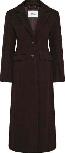 Monki Long Single Breasted Slim Fit Coat Brown 42 Monki Long Single Breasted Slim Fit Coat Brown 42