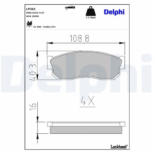 Bremseklosser sett DELPHI LP261