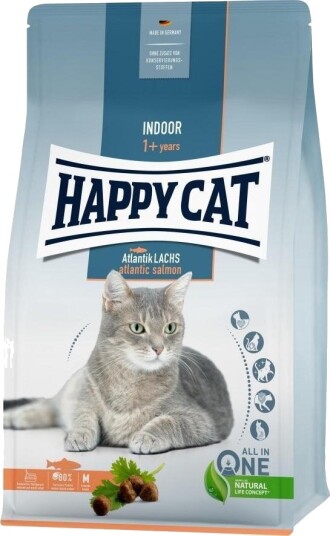 Happy Cat Indoor Atlantic Salmon Tørrfôr Til Voksne Innekatter Laks 300 G