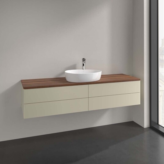 Villeroy & Boch Antao Servantskap med 4 skuffer 160x50x36 cm u/lys Grå Matt/Valnøtt