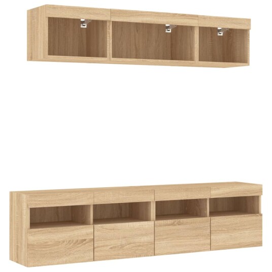 vidaXL Vegghengte TV-enheter med LED 5 deler sonoma eik konstruert tre 8721012471351 vidaXL Vegghengte TV-enheter med LED 5 deler sonoma eik konstruert tre 8721012471351