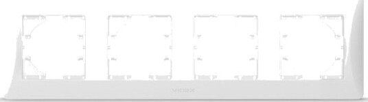 Binera 4-hulls horisontal ramme - Hvit, IP20, 299 x 86 mm, til brytere og stikkontakter