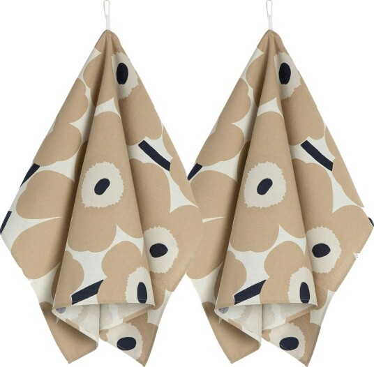 Marimekko Unikko Kjøkkenhåndkle 47x70 cm 2 pk Beige Marimekko Unikko Kjøkkenhåndkle 47x70 cm 2 pk Beige