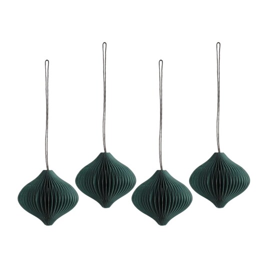 Scandi Living Onion juletrekuler 4-pakning Forest Green