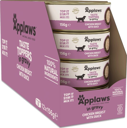 Applaws Taste Toppers Natural Våtfôr Kylling & And i Saus 12x156g