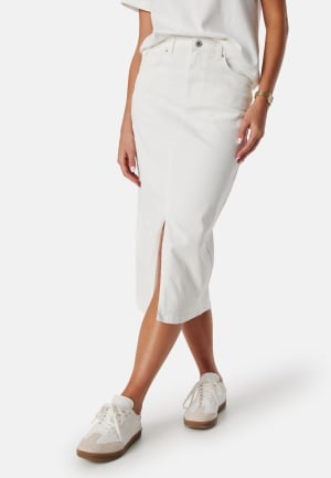 Pieces Pcjessie High Waist denim midi skirt Bright White S