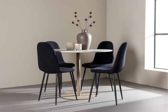 Venture Home Matgruppe Lycke 110 cm Rund med 4 Polar stoler Beige/Svart