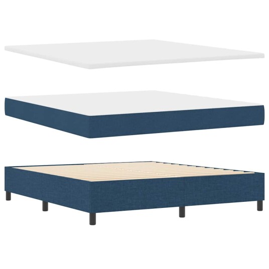 Box Spring Seng med Madrass Blå 180x200 cm Stoff