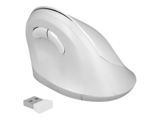 Delock Ergonomic - Vertikal Mus - Ergonomisk - Høyrehendt - Optisk - 6 Knapper - Trådløs - 2.4 Ghz - Usb Trådløs Mottaker - Hvit - Løsvekt