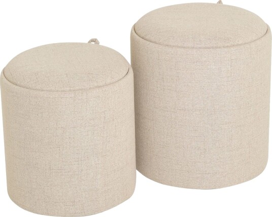 Velmira Puff 2 deler 39 cm Rund Beige