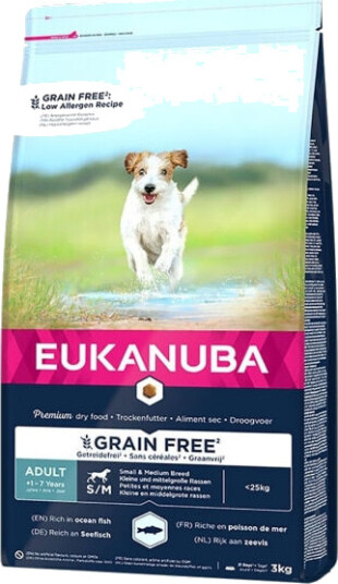 Eukanuba Tørrfôr for hunder 3 kg - Kornfri voksenfôr med sjømat for små og mellomstore raser Eukanuba Tørrfôr for hunder 3 kg - Kornfri voksenfôr med sjømat for små og mellomstore raser