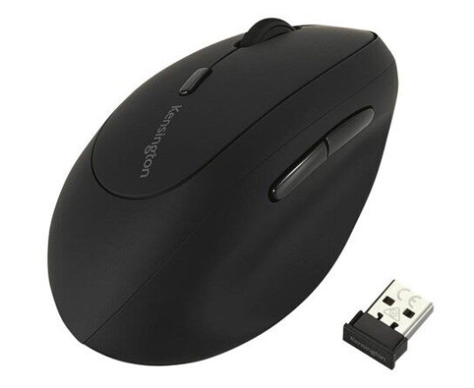 Kensington Pro Fit Ergo Wireless Mouse - Vertikal Mus - Ergonomisk - Venstrehendt - 6 Knapper - Trådløs - 2.4 Ghz