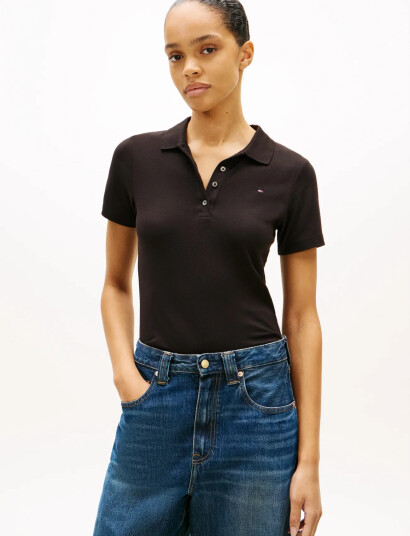 Tommy Hilfiger 1985 Slim Pique Polo Ss - Black - XS