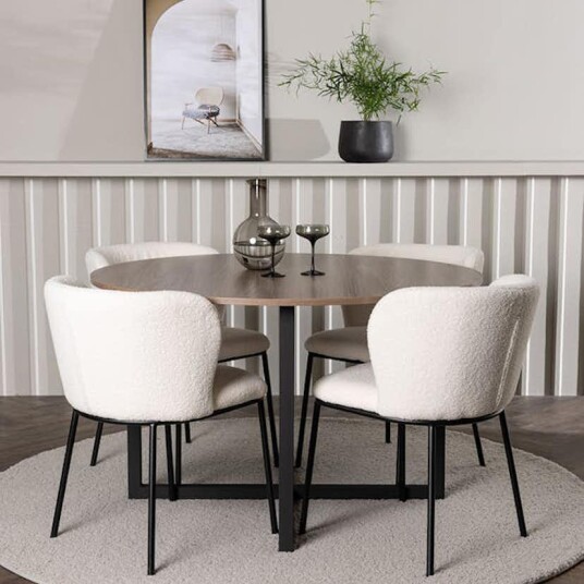 Venture Home Spisegruppe Venture Home Durango Ø120 cm med 4 stk Edina Stoler GR23928