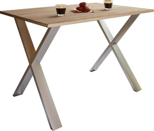 XonaX spisebord 140x80cm eik dekor, sølvfarget.