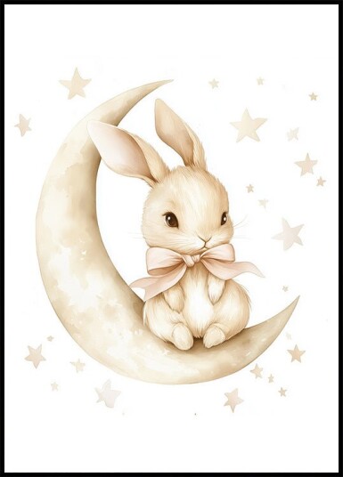 Bunny on the Moon Plakat Plakat / 21x30cm Bunny on the Moon Plakat Plakat / 21x30cm