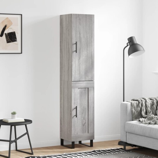vidaXL Highboard grå sonoma 34,5x34x180 cm konstruert tre 8720845485573
