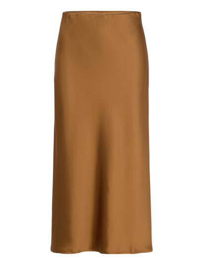 Malina Aubree Satin Midi Skirt - Brown - M