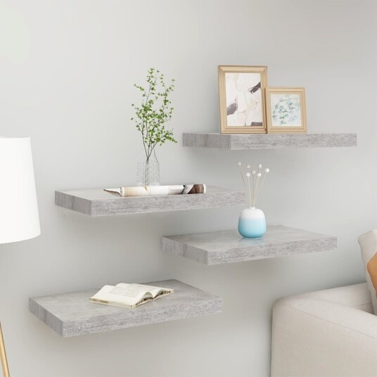vidaXL Flytende vegghyller 4 stk betonggr? 40x23x3,8 cm MDF vidaXL Flytende vegghyller 4 stk betonggr? 40x23x3,8 cm MDF