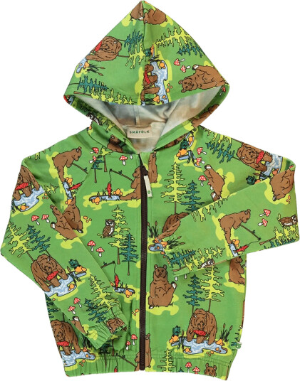 Småfolk Hoodie With Bear Green 98 104