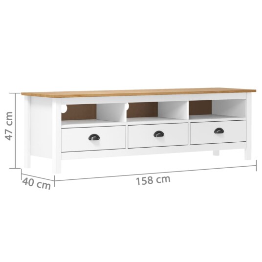 vidaXL TV-benk Hill hvit 158x40x47 cm heltre furu