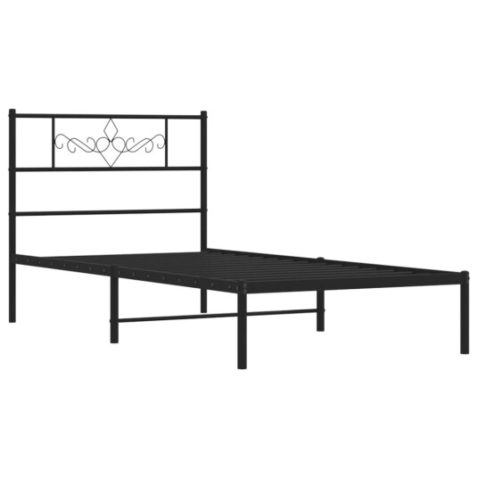  Sengeramme i metall med hodegavl svart 90x190 cm