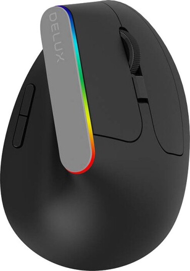 Delux M618C Ergonomisk Trådløs Vertikal RGB Mus 1600 DPI Sort