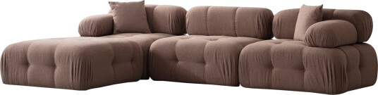 Belgin Boblende Divansofa 3 seter 315 cm Brun