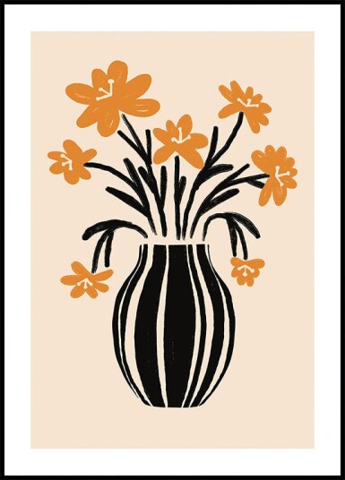 Posterbox Orange Vase Flowers Plakat Plakat / 40x50cm