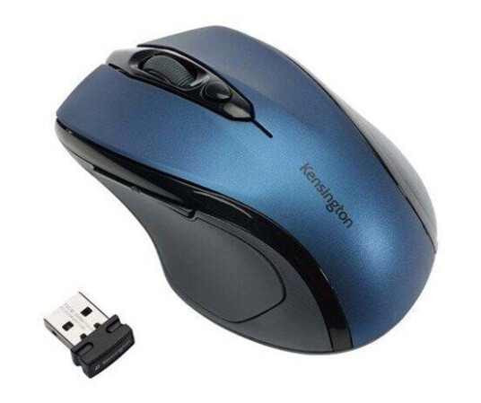 Kensington Pro Fit Mid-Size - Mus - Høyrehendt - Optisk - Trådløs - 2.4 Ghz - Usb Trådløs Mottaker - Safirblå