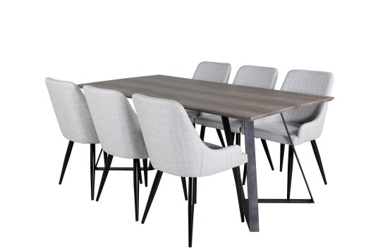 Venture Home Marina Spisegruppe 180 cm Rektangulær med 6 Plaza Stoler Sort